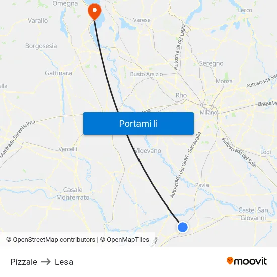 Pizzale to Lesa map