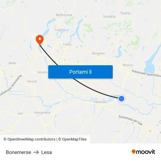 Bonemerse to Lesa map