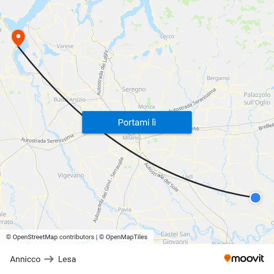 Annicco to Lesa map