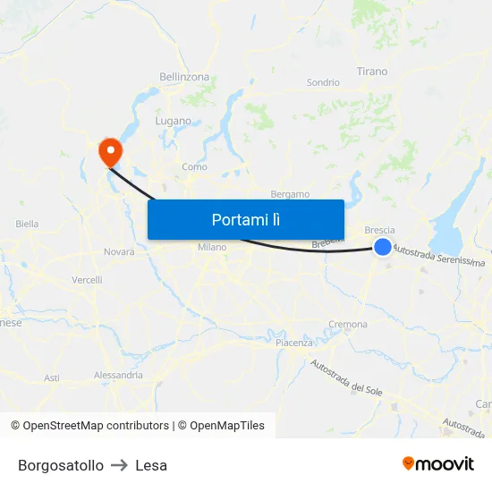 Borgosatollo to Lesa map
