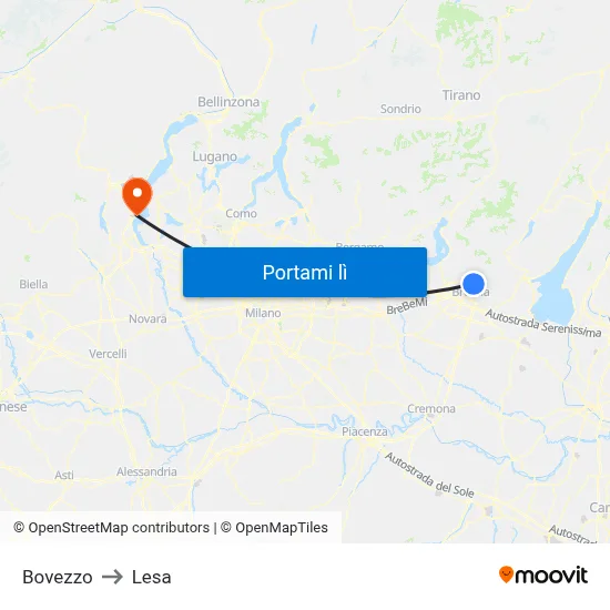 Bovezzo to Lesa map