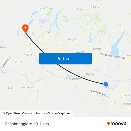 Casalmaggiore to Lesa map