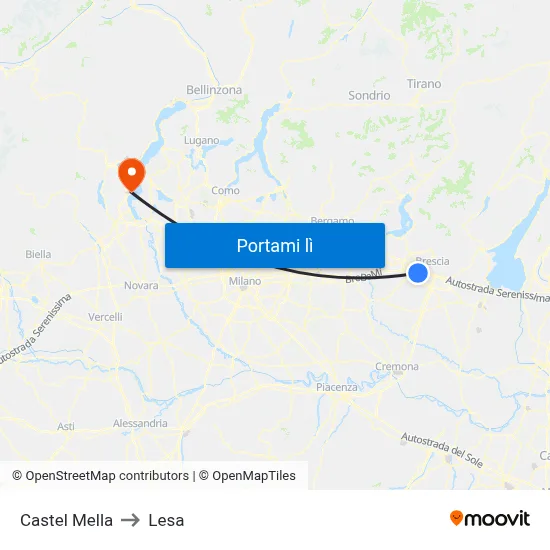 Castel Mella to Lesa map