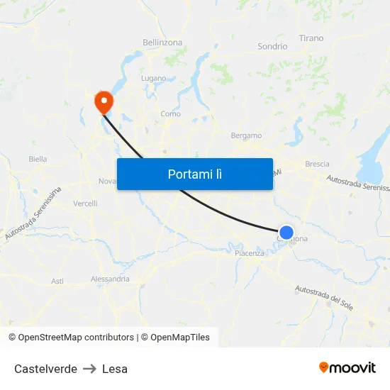 Castelverde to Lesa map