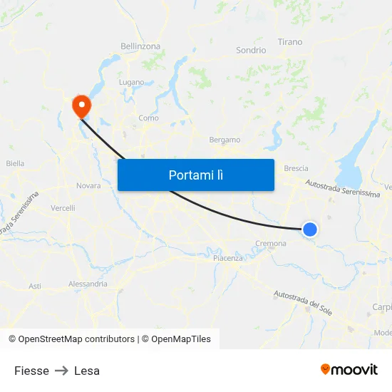 Fiesse to Lesa map