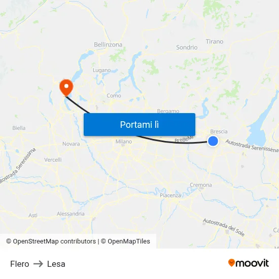 Flero to Lesa map