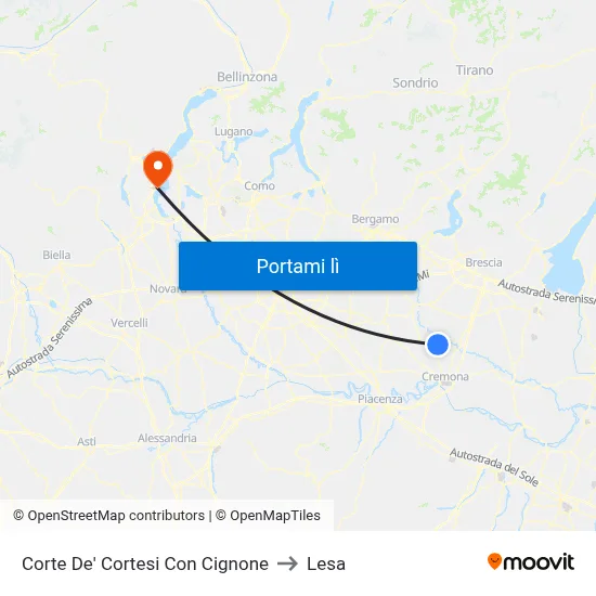 Corte De' Cortesi Con Cignone to Lesa map