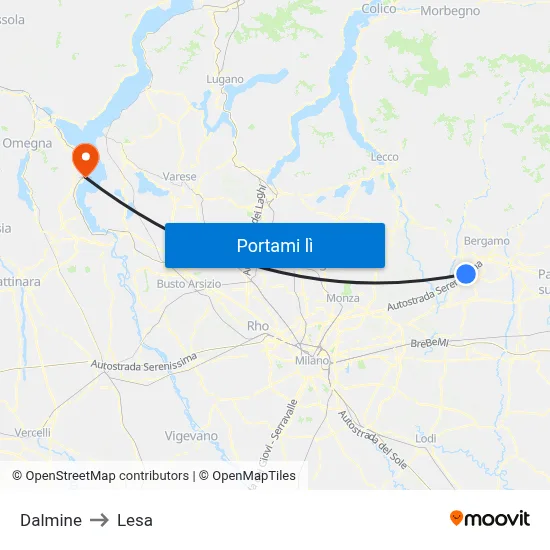 Dalmine to Lesa map