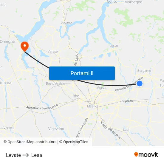 Levate to Lesa map