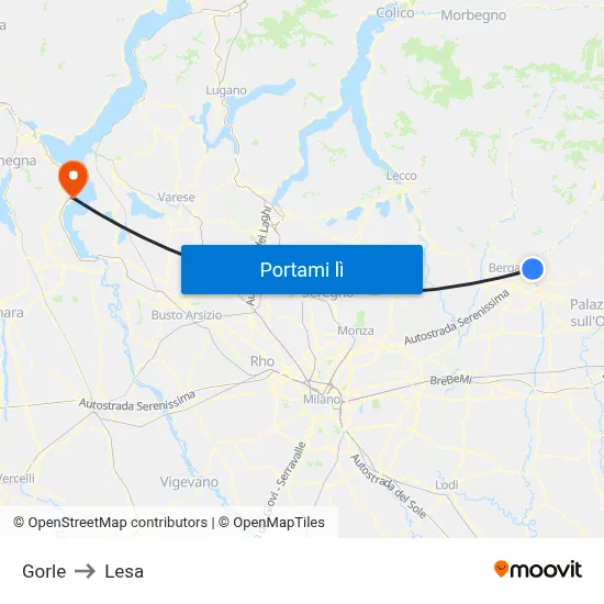 Gorle to Lesa map
