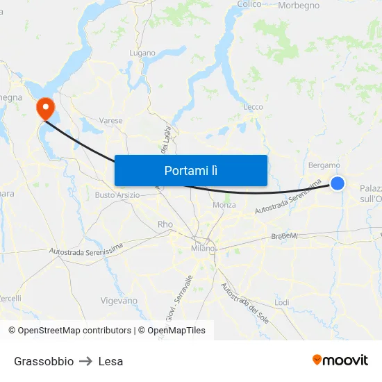 Grassobbio to Lesa map