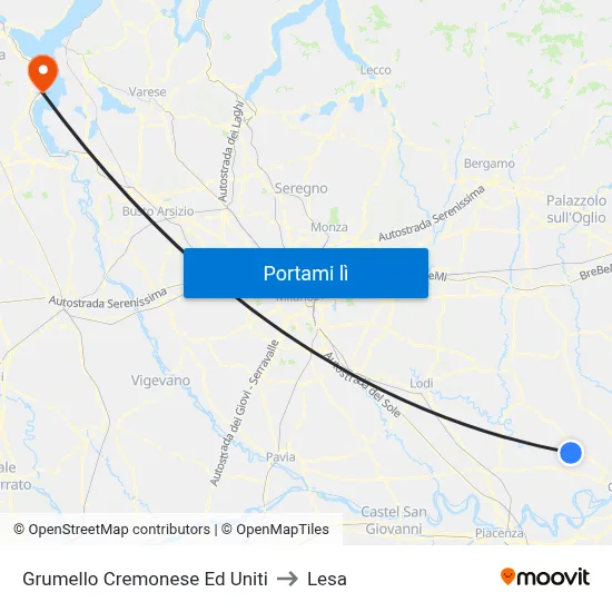 Grumello Cremonese Ed Uniti to Lesa map