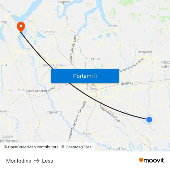 Montodine to Lesa map