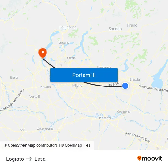Lograto to Lesa map