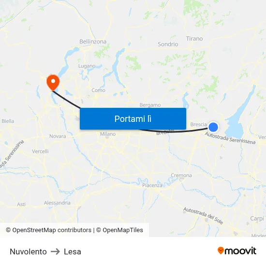 Nuvolento to Lesa map