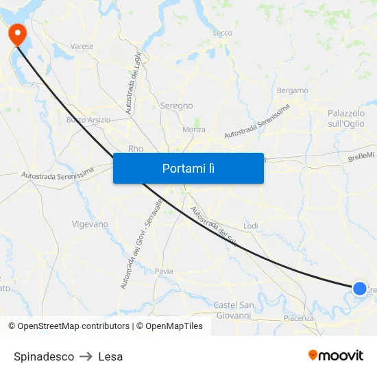 Spinadesco to Lesa map