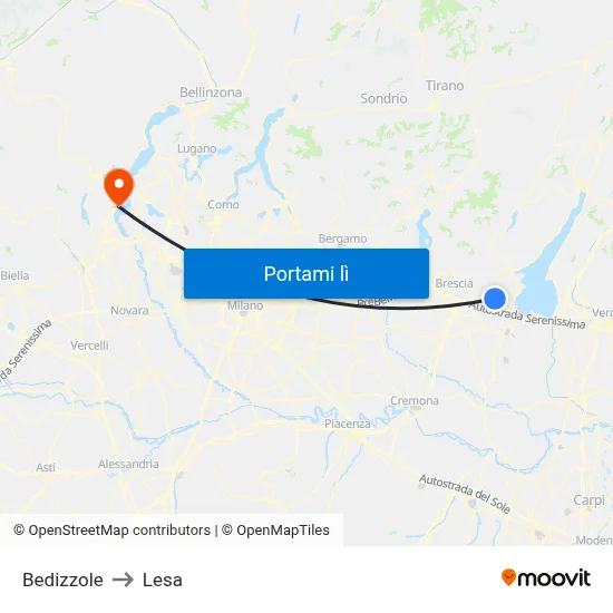 Bedizzole to Lesa map