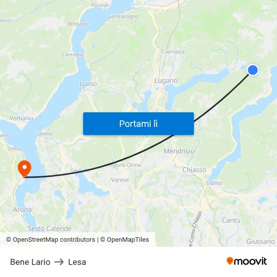 Bene Lario to Lesa map