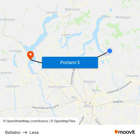 Ballabio to Lesa map