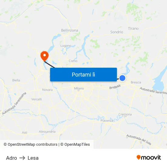 Adro to Lesa map
