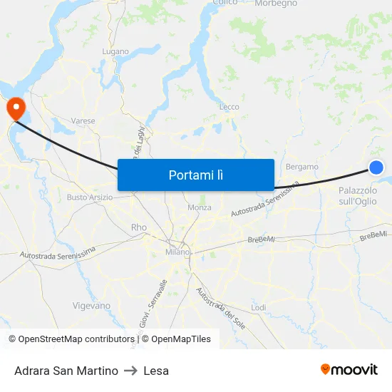 Adrara San Martino to Lesa map