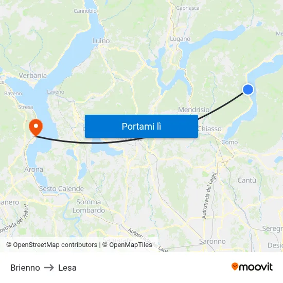Brienno to Lesa map