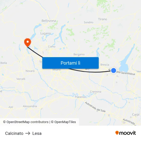 Calcinato to Lesa map