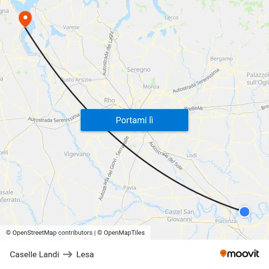 Caselle Landi to Lesa map