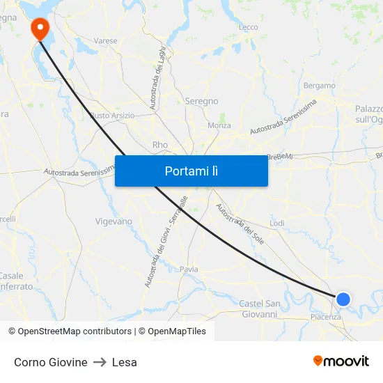 Corno Giovine to Lesa map