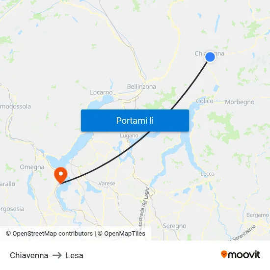 Chiavenna to Lesa map