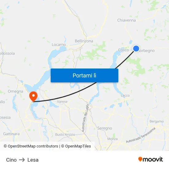Cino to Lesa map