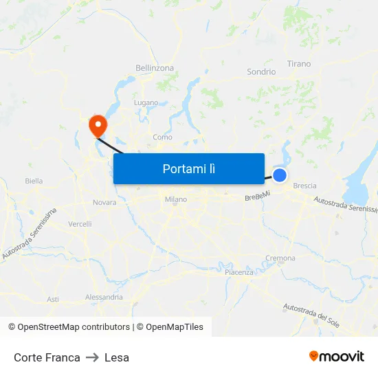 Corte Franca to Lesa map