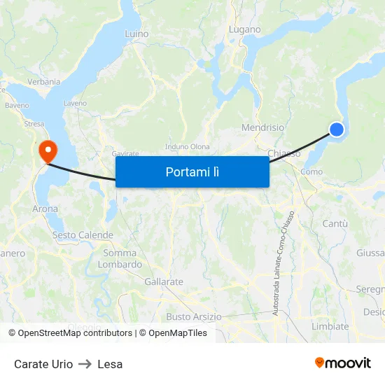 Carate Urio to Lesa map