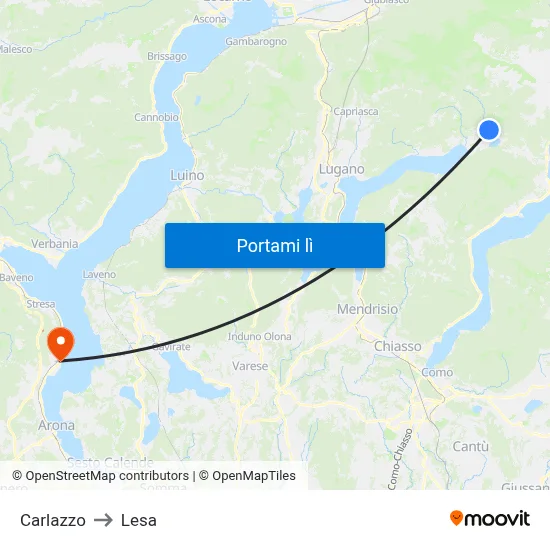 Carlazzo to Lesa map
