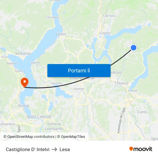 Castiglione D' Intelvi to Lesa map