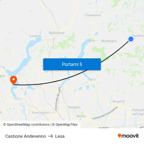 Castione Andevenno to Lesa map
