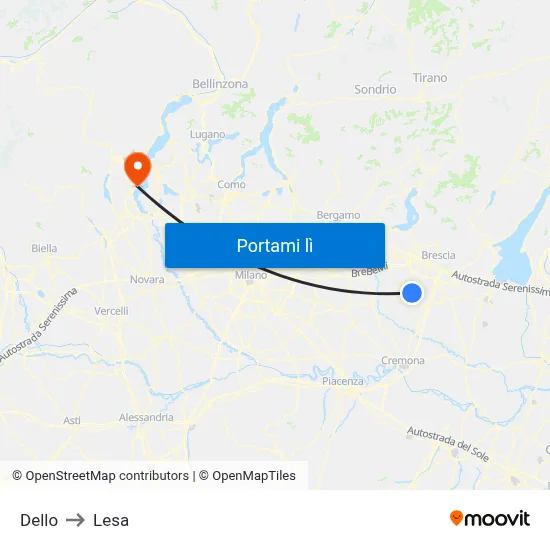 Dello to Lesa map
