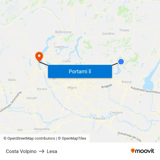 Costa Volpino to Lesa map
