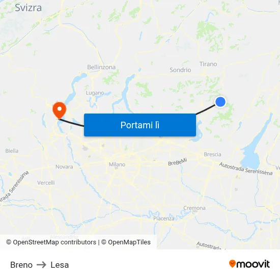 Breno to Lesa map