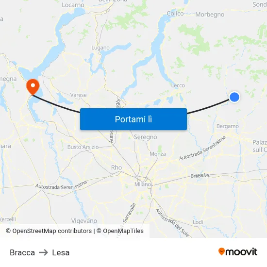 Bracca to Lesa map