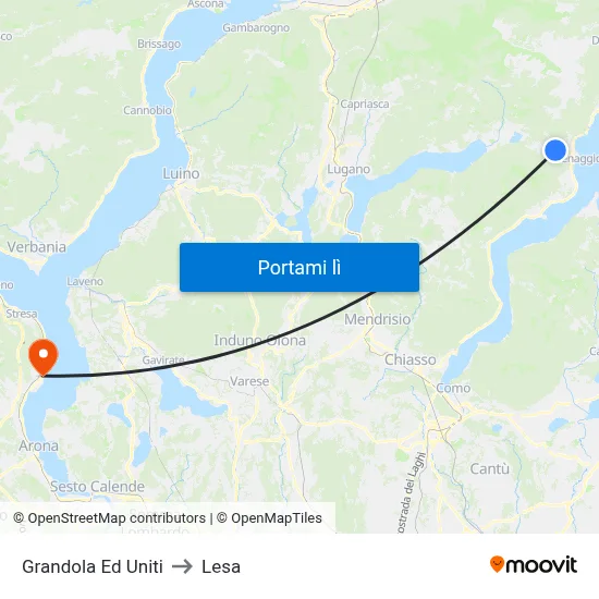 Grandola Ed Uniti to Lesa map