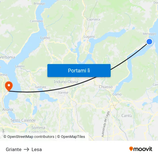 Griante to Lesa map