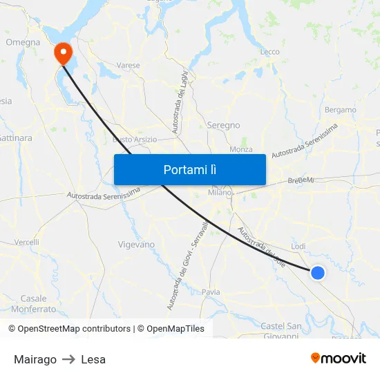 Mairago to Lesa map