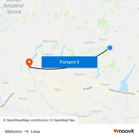 Malonno to Lesa map