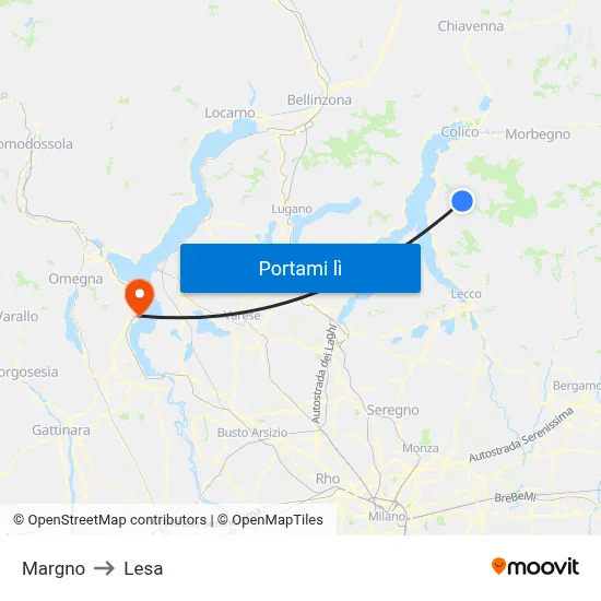 Margno to Lesa map