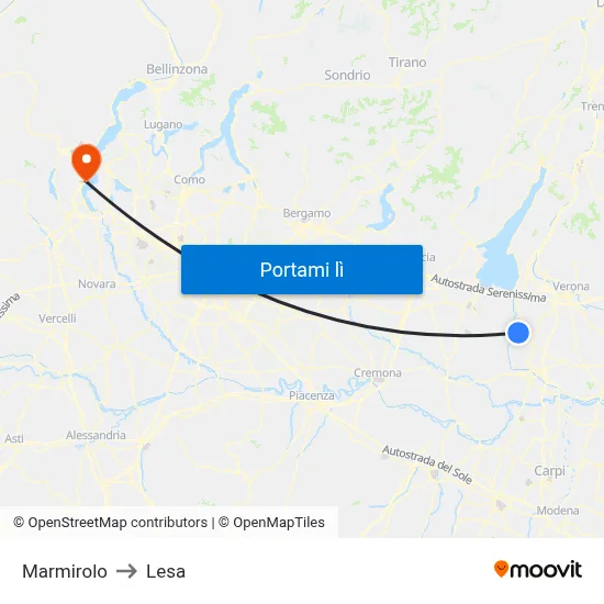 Marmirolo to Lesa map