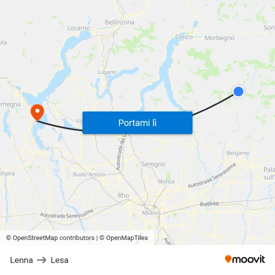 Lenna to Lesa map