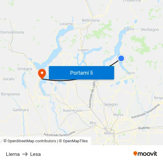 Lierna to Lesa map