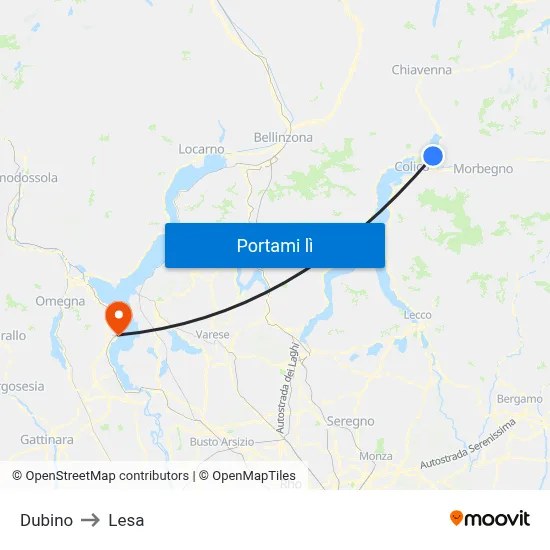Dubino to Lesa map
