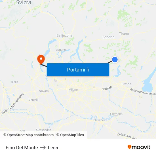 Fino Del Monte to Lesa map